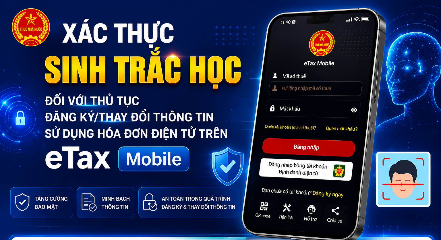 Xác thực OTP tờ khai đăng ký/thay đổi thông tin sử dụng hóa đơn điện tử theo yêu cầu của Cơ quan thuế trên Etax Mobile